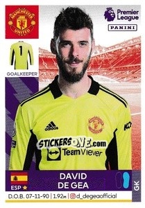 Sticker David de Gea - Premier League Inglese 2021-2022 - Panini
