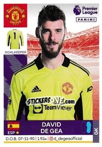Sticker David de Gea - Premier League Inglese 2021-2022 n. 406 - Panini