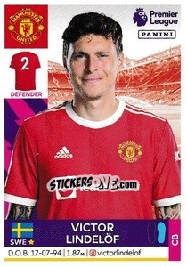 Sticker Victor Lindelöf - Premier League Inglese 2021-2022 n. 408 - Panini