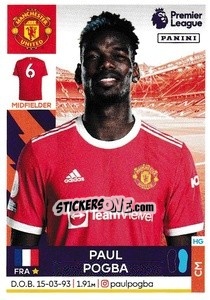 Sticker Paul Pogba - Premier League Inglese 2021-2022 n. 414 - Panini