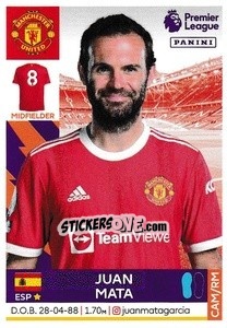 Sticker Juan Mata - Premier League Inglese 2021-2022 n. 415 - Panini