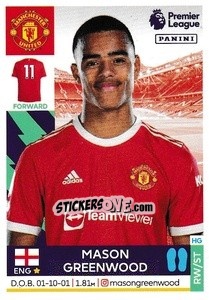 Figurina Mason Greenwood - Premier League Inglese 2021-2022 - Panini