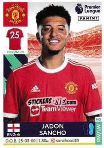 Sticker Jadon Sancho - Premier League Inglese 2021-2022 n. 428 - Panini