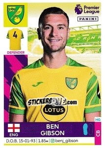 Figurina Ben Gibson - Premier League Inglese 2021-2022 - Panini