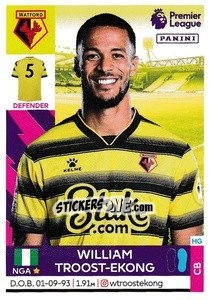 Figurina William Troost-Ekong - Premier League Inglese 2021-2022 - Panini