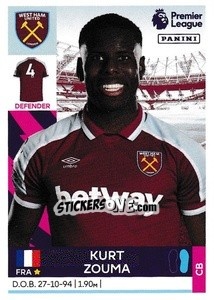 Cromo Kurt Zouma - Premier League Inglese 2021-2022 - Panini