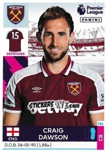 Figurina Craig Dawson - Premier League Inglese 2021-2022 - Panini