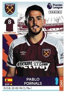 Sticker Pablo Fornals - Premier League Inglese 2021-2022 - Panini