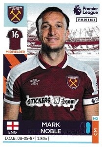 Figurina Mark Noble - Premier League Inglese 2021-2022 - Panini