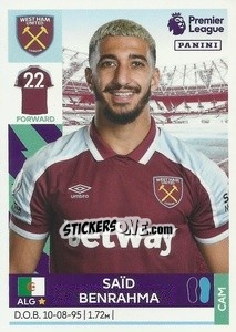 Figurina Saïd Benrahma - Premier League Inglese 2021-2022 - Panini