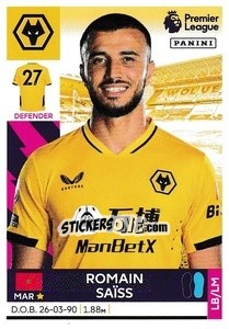 Sticker Romain Saïss - Premier League Inglese 2021-2022 n. 621 - Panini