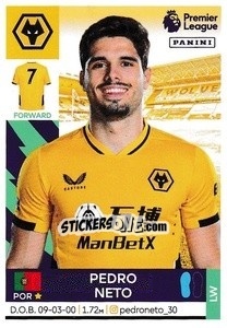 Sticker Pedro Neto - Premier League Inglese 2021-2022 n. 625 - Panini