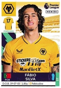 Figurina Fábio Silva - Premier League Inglese 2021-2022 - Panini