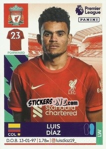 Figurina Luis Díaz (Liverpool) - Premier League Inglese 2021-2022 - Panini