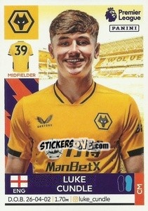 Sticker Luke Cundle (Wolverhampton Wanderers) - Premier League Inglese 2021-2022 - Panini