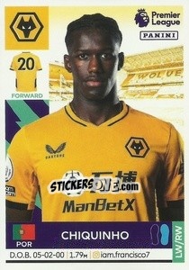 Cromo Chiquinho (Wolverhampton Wanderers) - Premier League Inglese 2021-2022 n. U47 - Panini