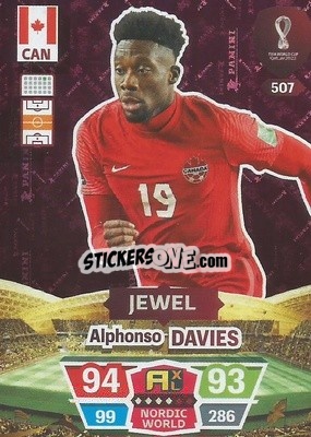 Sticker Alphonso Davies - FIFA World Cup Qatar 2022. Adrenalyn XL n. 507 - Panini