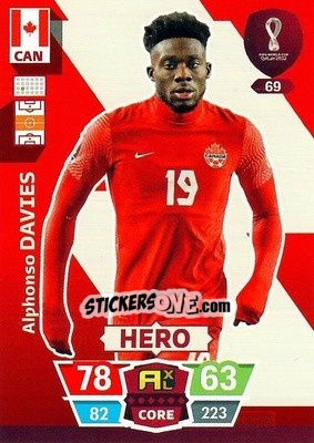 Sticker Alphonso Davies - FIFA World Cup Qatar 2022. Adrenalyn XL n. 69 - Panini
