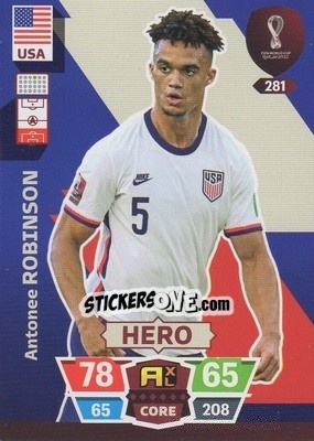 Sticker Antonee Robinson - FIFA World Cup Qatar 2022. Adrenalyn XL n. 281 - Panini