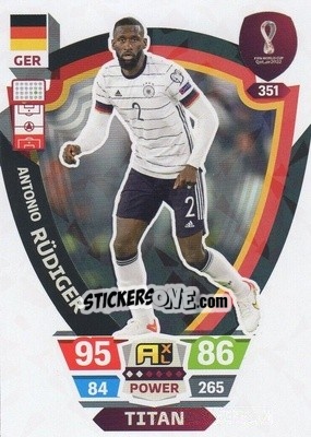 Sticker Antonio Rüdiger - FIFA World Cup Qatar 2022. Adrenalyn XL n. 351 - Panini