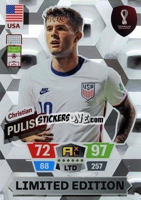 Cromo Christian Pulisic - FIFA World Cup Qatar 2022. Adrenalyn XL - Panini