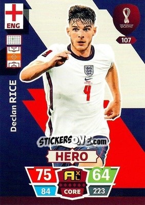 Sticker Declan Rice - FIFA World Cup Qatar 2022. Adrenalyn XL n. 107 - Panini