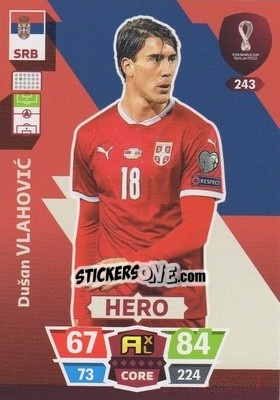 Sticker Dušan Vlahović - FIFA World Cup Qatar 2022. Adrenalyn XL n. 243 - Panini
