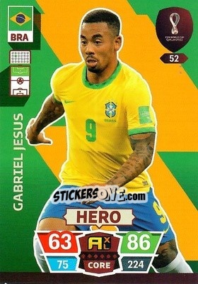 Sticker Gabriel Jesus - FIFA World Cup Qatar 2022. Adrenalyn XL n. 52 - Panini