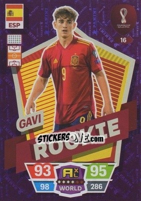 Sticker Gavi - FIFA World Cup Qatar 2022. Adrenalyn XL n. 16 - Panini