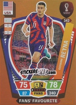 Sticker Giovanni Reyna - FIFA World Cup Qatar 2022. Adrenalyn XL n. 342 - Panini