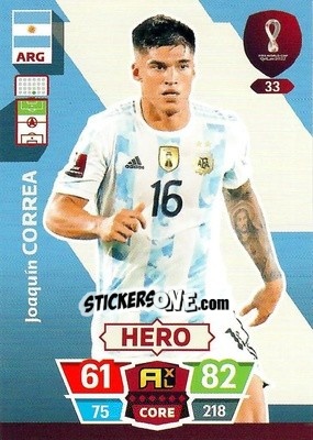 Sticker Joaquín Correa - FIFA World Cup Qatar 2022. Adrenalyn XL n. 33 - Panini