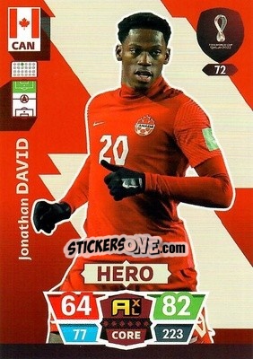 Sticker Jonathan David - FIFA World Cup Qatar 2022. Adrenalyn XL n. 72 - Panini
