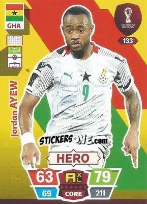 Sticker Jordan Ayew - FIFA World Cup Qatar 2022. Adrenalyn XL n. 133 - Panini