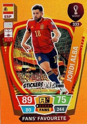 Sticker Jordi Alba - FIFA World Cup Qatar 2022. Adrenalyn XL n. 333 - Panini