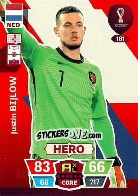 Sticker Justin Bijlow - FIFA World Cup Qatar 2022. Adrenalyn XL n. 181 - Panini