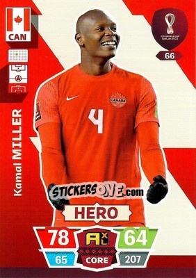 Sticker Kamal Miller - FIFA World Cup Qatar 2022. Adrenalyn XL n. 66 - Panini