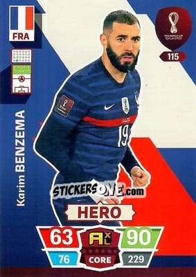 Sticker Karim Benzema - FIFA World Cup Qatar 2022. Adrenalyn XL n. 115 - Panini