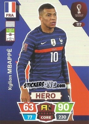 Sticker Kylian Mbappé - FIFA World Cup Qatar 2022. Adrenalyn XL n. 117 - Panini