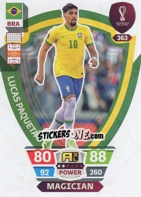 Sticker Lucas Paquetá - FIFA World Cup Qatar 2022. Adrenalyn XL n. 363 - Panini