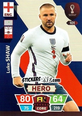 Sticker Luke Shaw - FIFA World Cup Qatar 2022. Adrenalyn XL n. 101 - Panini