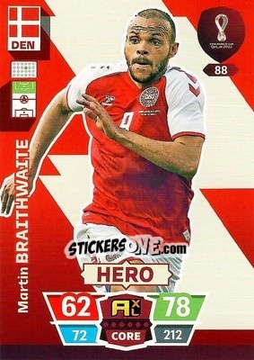 Sticker Martin Braithwaite - FIFA World Cup Qatar 2022. Adrenalyn XL n. 88 - Panini