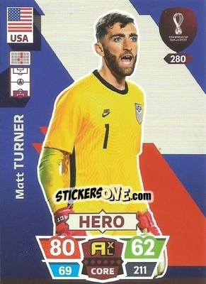 Sticker Matt Turner - FIFA World Cup Qatar 2022. Adrenalyn XL n. 280 - Panini