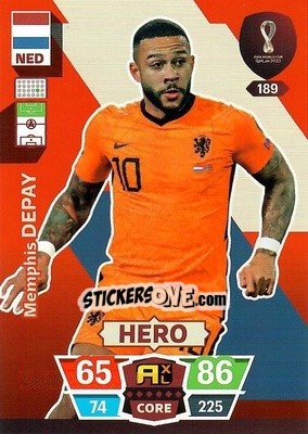Sticker Memphis Depay - FIFA World Cup Qatar 2022. Adrenalyn XL n. 189 - Panini