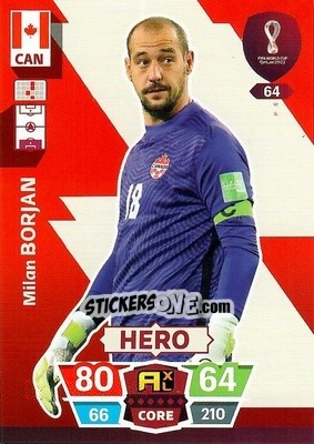 Sticker Milan Borjan - FIFA World Cup Qatar 2022. Adrenalyn XL n. 64 - Panini