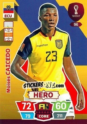 Sticker Moisés Caicedo - FIFA World Cup Qatar 2022. Adrenalyn XL n. 96 - Panini