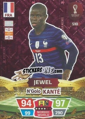 Sticker N’Golo Kanté - FIFA World Cup Qatar 2022. Adrenalyn XL n. 510 - Panini