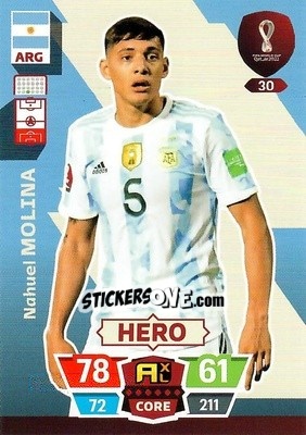 Sticker Nahuel Molina - FIFA World Cup Qatar 2022. Adrenalyn XL n. 30 - Panini