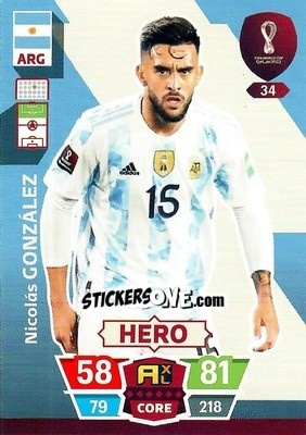 Sticker Nicolás González - FIFA World Cup Qatar 2022. Adrenalyn XL n. 34 - Panini