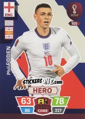 Sticker Phil Foden - FIFA World Cup Qatar 2022. Adrenalyn XL n. 105 - Panini