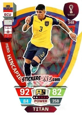 Sticker Piero Hincapié - FIFA World Cup Qatar 2022. Adrenalyn XL n. 348 - Panini
